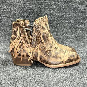 Circle G Western Booties Women's Size 9.5 Brown Leather Studes Fringe Ankle Boot